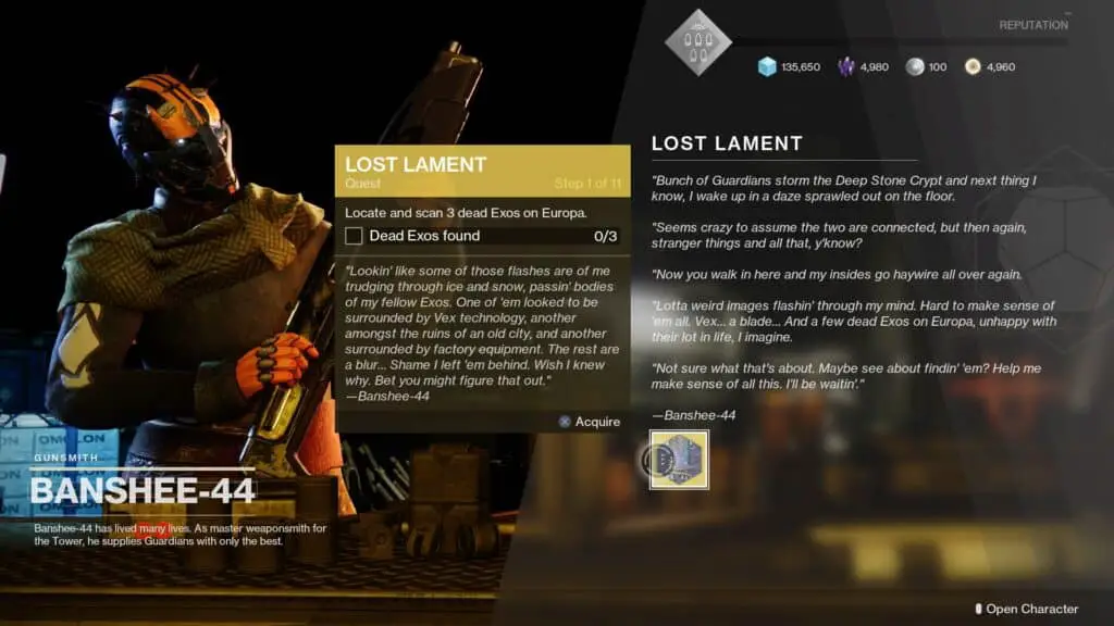 Destiny 2 Lost Lament Quest