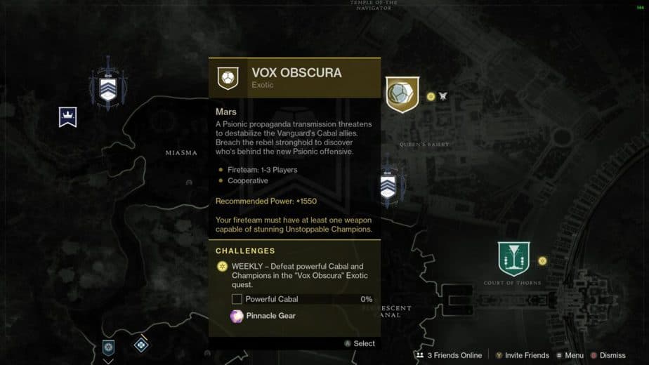 Vox Obscura exotic mission