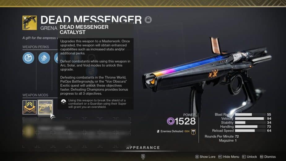 Destiny 2 Dead Messenger Catalyst