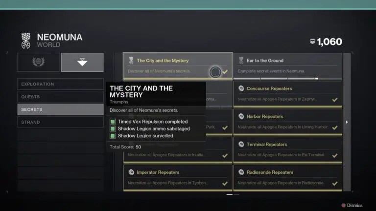 How To Complete The City And The Mystery Triumph In Destiny 2 | All Neomuna Secret Events Guide
